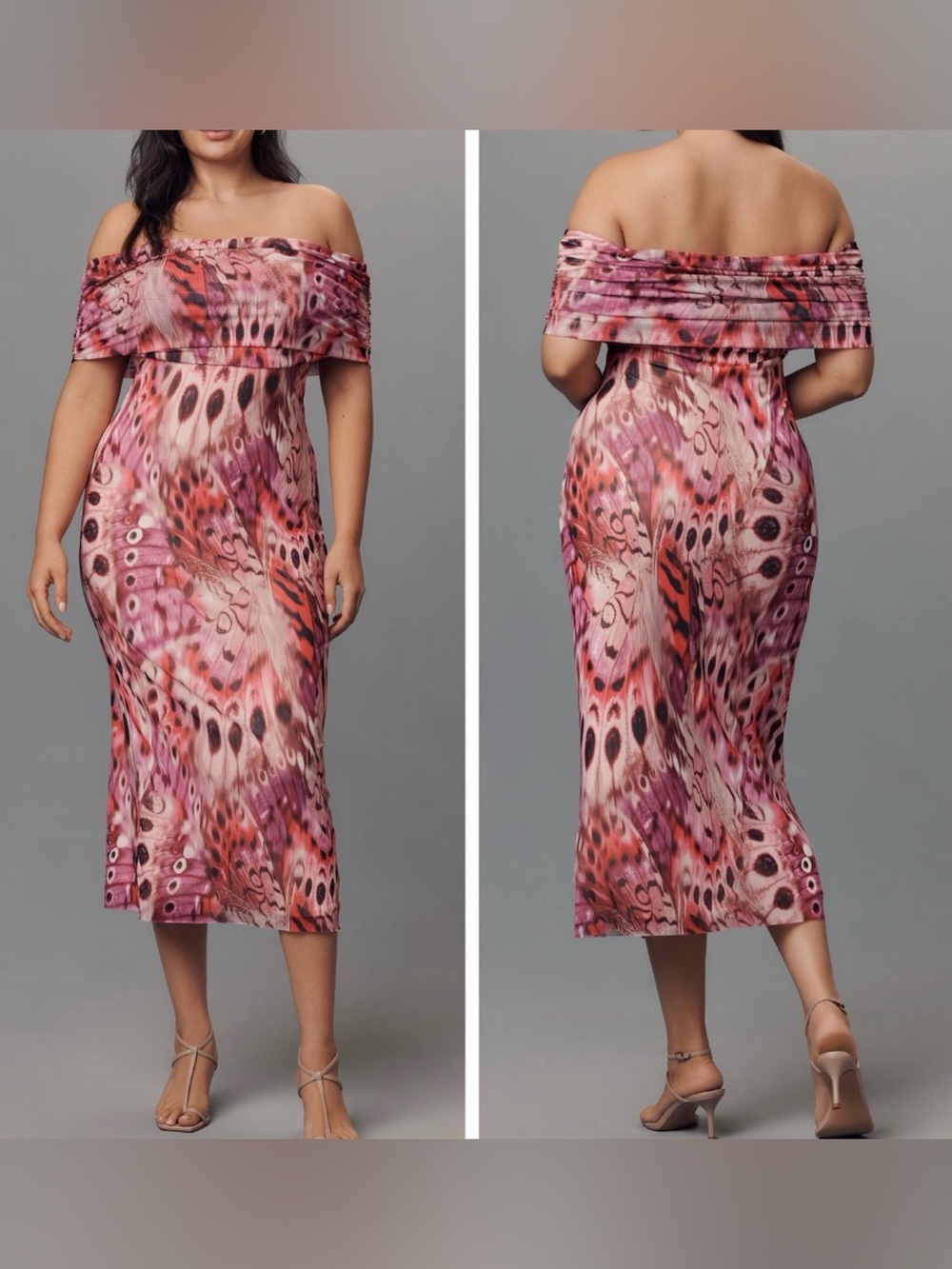 Anthropologie AFRM Off-The-Shoulder Mesh Midi Dress, Size 1X